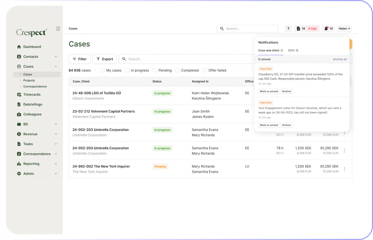 legal practice management cases